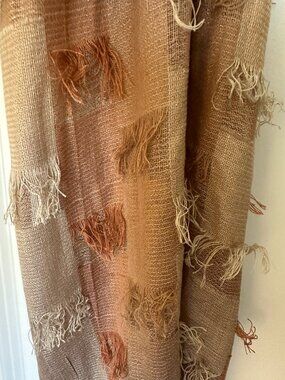 Lightweight Tan & Terracotta Textured Checkered Scarf